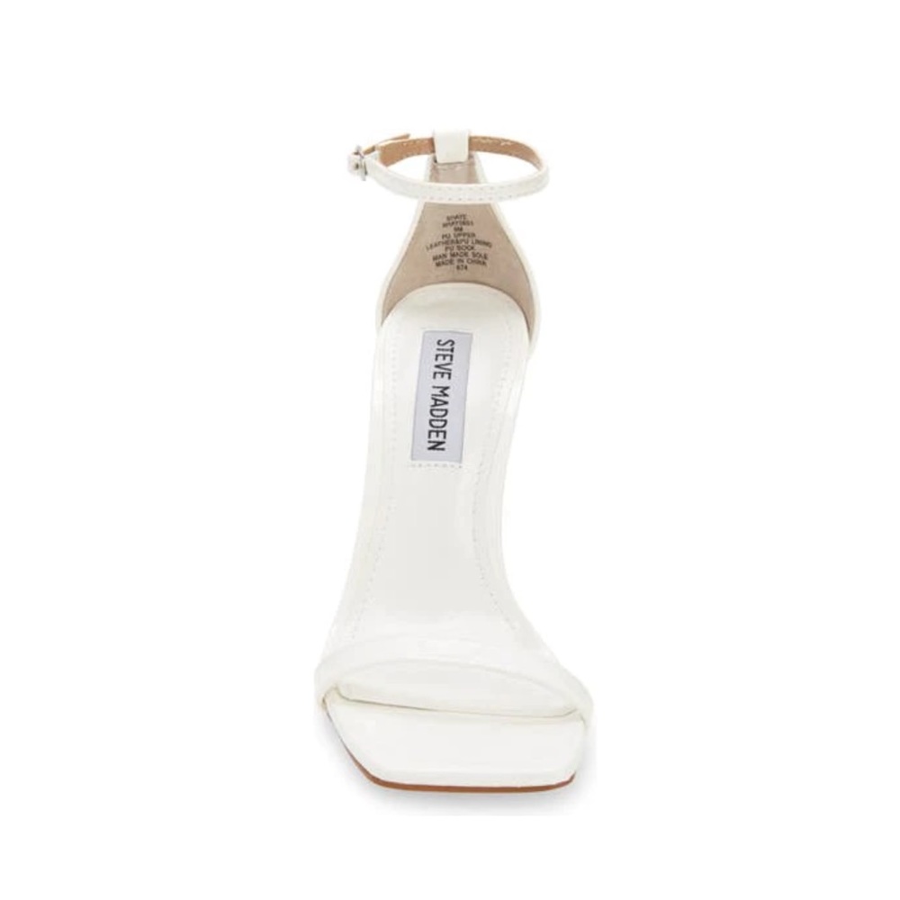 Steve Madden - Shaye - Ankle Strap Sandal Heels - White Patent - Picture 5 of 5
